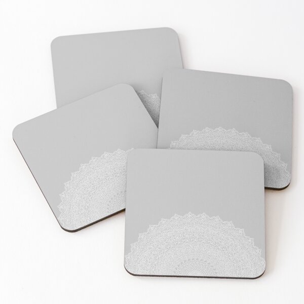 Item preview, Detailed white lace like mandala in white with light grey background designed and sold by CiniArt.