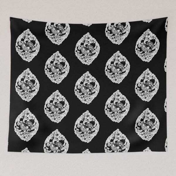 Item preview, Yin Yang Koi fish in wave and sakura flowers designed and sold by mituturi.