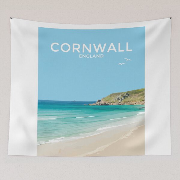 Item preview, Cornwall Seaside Art Print Travel Poster designed and sold by ShopSBDesign.