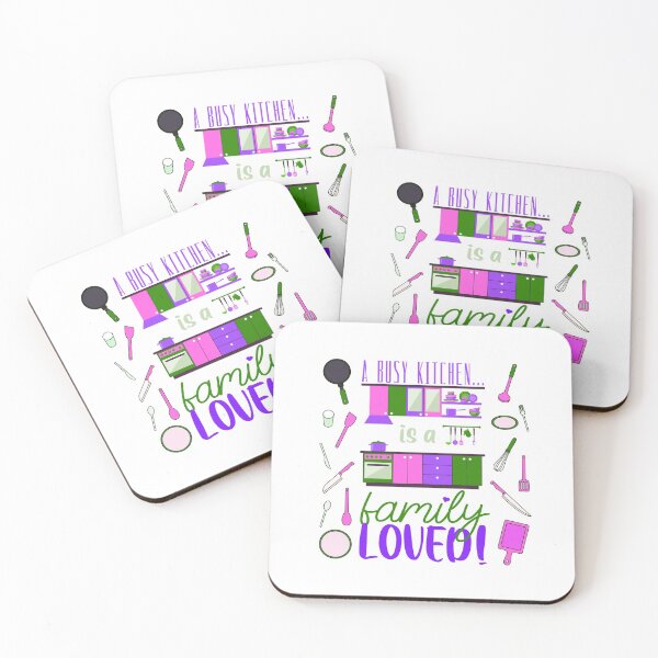Item preview, A Busy Kitchen...is a Family Loved! (Pink/Purple/Green on White) designed and sold by PawsitiveMum.