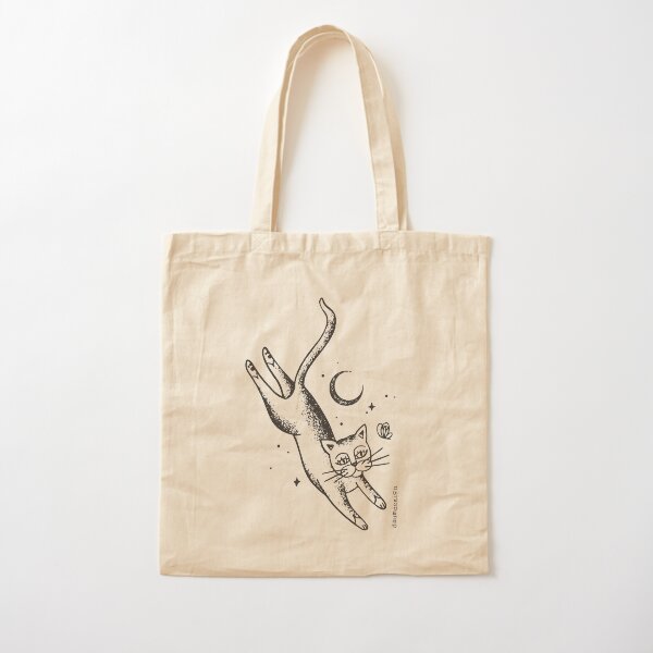 Cat and butterfly Cotton Tote Bag