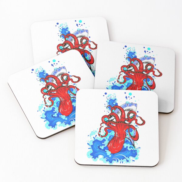 Item preview, Fight in the ocean octopus vs shark designed and sold by MXanwar.