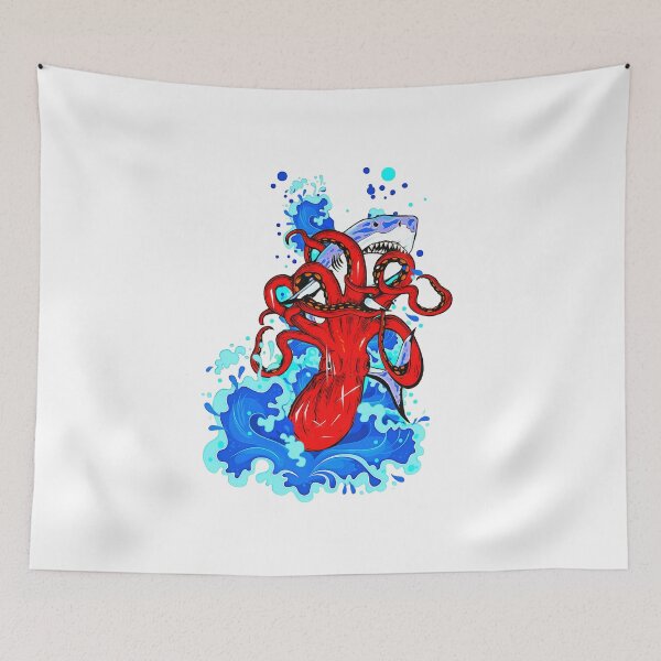Item preview, Fight in the ocean octopus vs shark designed and sold by MXanwar.