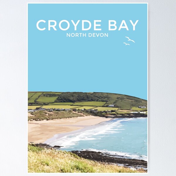 Item preview, Croyde Bay Devon Seaside Art Print Travel Poster designed and sold by ShopSBDesign.