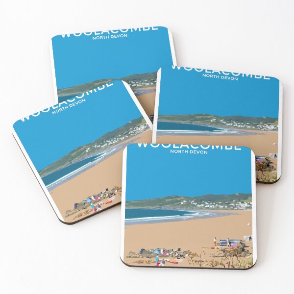 Item preview, Woolacombe Beach Devon Seaside Art Print Travel Poster designed and sold by ShopSBDesign.