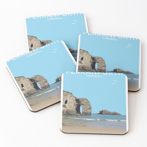 Item preview, Perranporth, Cornwall Seaside Art Print Travel Poster designed and sold by ShopSBDesign.