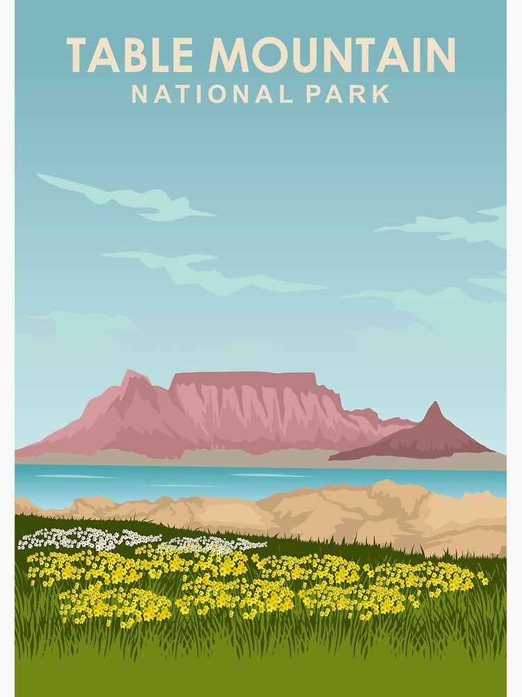 Disover Table Mountain National Park Travel Poster Premium Matte Vertical Poster