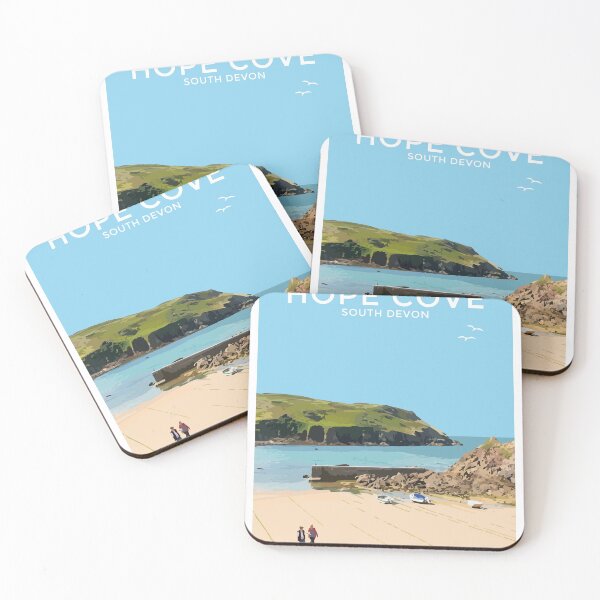 Item preview, Hope Cove, Devon Seaside Art Print Travel Poster designed and sold by ShopSBDesign.