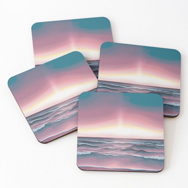 Item preview, Pink Sunrise On the Sea Landscape Digital Illustration designed and sold by AlmightyClaire.
