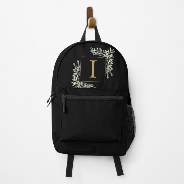 Item preview, Gold Letter I Monogram Watercolor Greenery Black designed and sold by theimagezone.