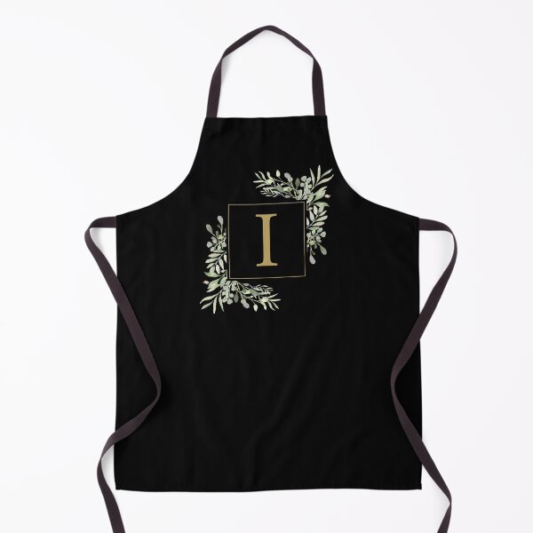 Item preview, Gold Letter I Monogram Watercolor Greenery Black designed and sold by theimagezone.
