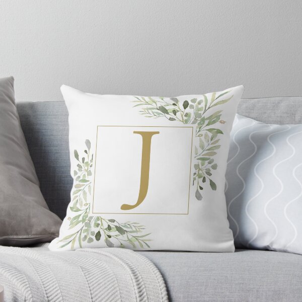 Item preview, Gold Letter J Monogram Watercolor Greenery designed and sold by theimagezone.