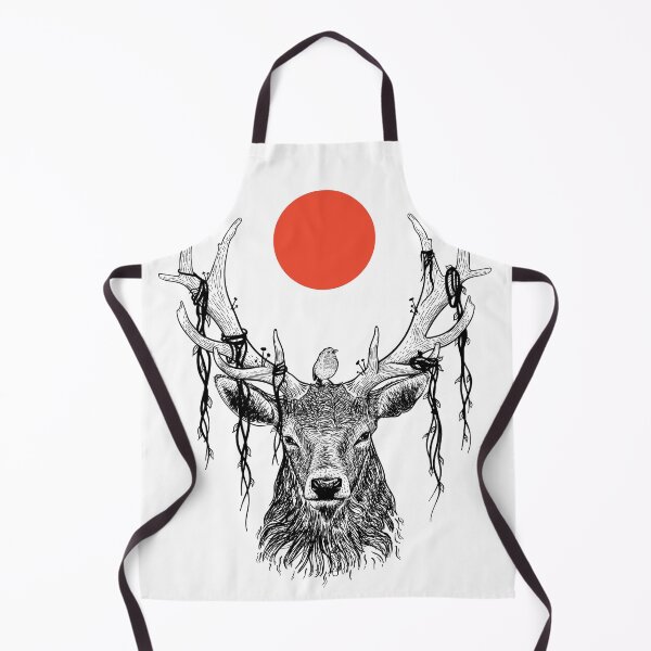 Item preview, deer in wildlife with cute bird and red moon designed and sold by mituturi.