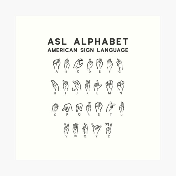 american-sign-language-alphabet-chart-art-print-for-sale-by-bantaam-redbubble for Asl Alphabet Printable Pdf Free Download American Sign Language Alphabet chart