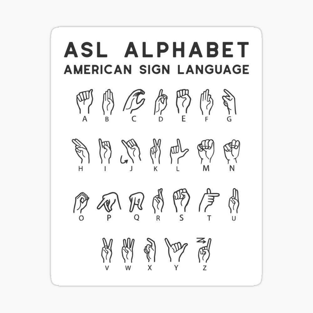 American Sign Language Alphabet chart american-sign-language-alphabet-chart-art-board-print-for-sale-by-bantaam-redbubble