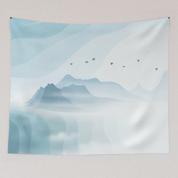 Item preview, Blue Cloudy Mountainscape Digital Illustration designed and sold by AlmightyClaire.