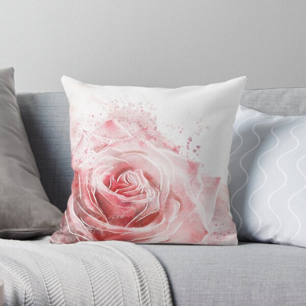 Rose watercolor Throw Pillow