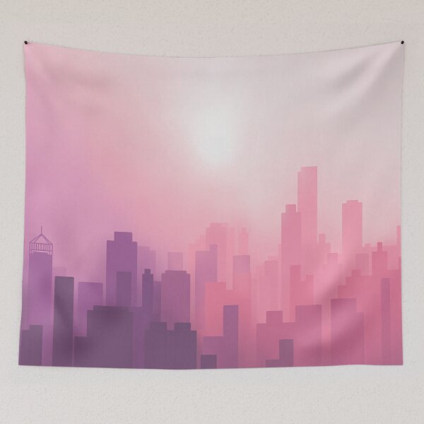 Item preview, Foggy Pink Abstract Cityscape Digital Illustration designed and sold by AlmightyClaire.