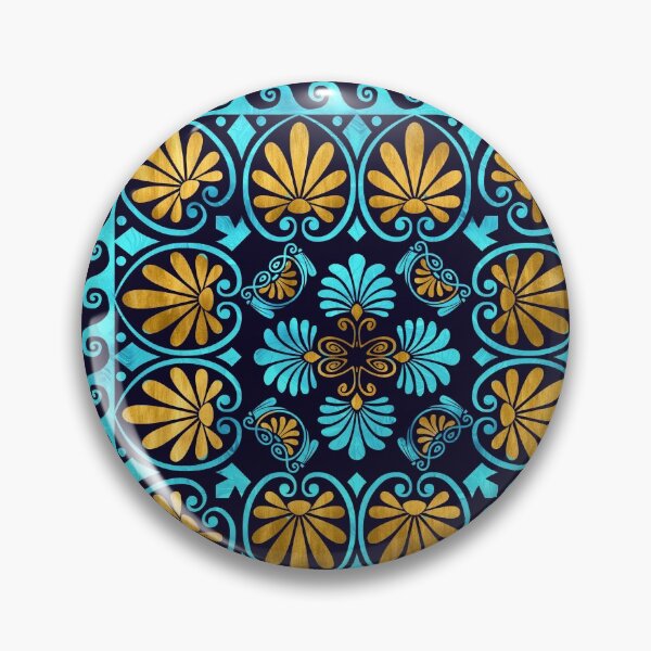 Item preview, Luxury Greek Ornament Blue glass and Gold designed and sold by k9printart.