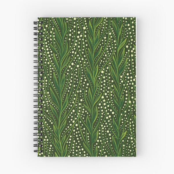 Item preview, Twigs with green leaves and white abstract flowers on green background designed and sold by IrinaIkar.