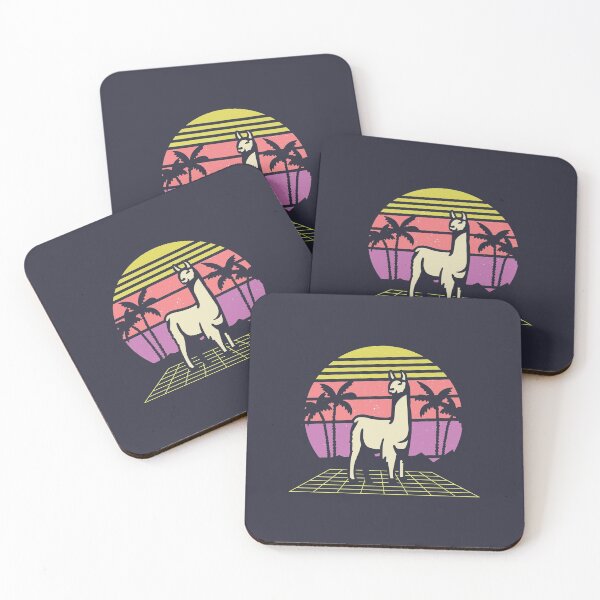 Item preview, Retro llama alpaca sunset palm trees designed and sold by DerSenat.