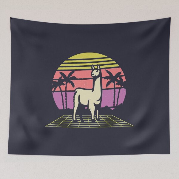 Item preview, Retro llama alpaca sunset palm trees designed and sold by DerSenat.