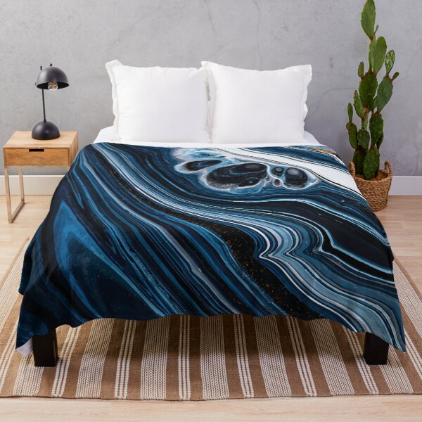 Item preview, Marble Swirls of Blue, Black and White Abstract Pattern designed and sold by Alicia Chee.