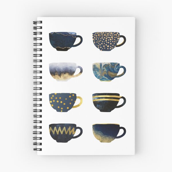 Item preview, Navy Blue Gold Tea Cups Kitchen  designed and sold by LineArtPrint.