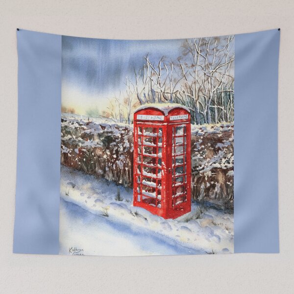 Item preview, Red telephone box in the snow designed and sold by Kathryn Green.