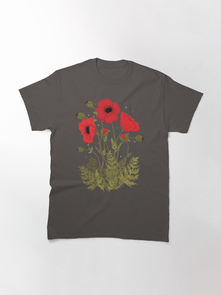 Thumbnail 3 of 7, Classic T-Shirt, Red poppies vector art designed and sold by Lizbizart.