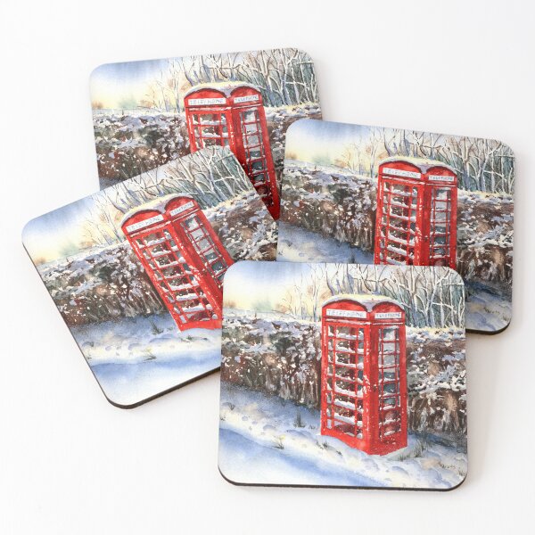 Item preview, Red telephone box in the snow designed and sold by Kathryn Green.