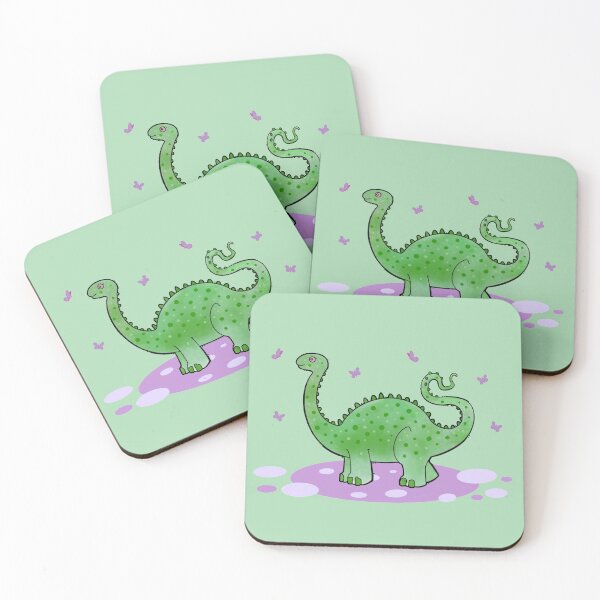 Item preview, green diplodocus dinosaur with butterflies designed and sold by weilertsen.
