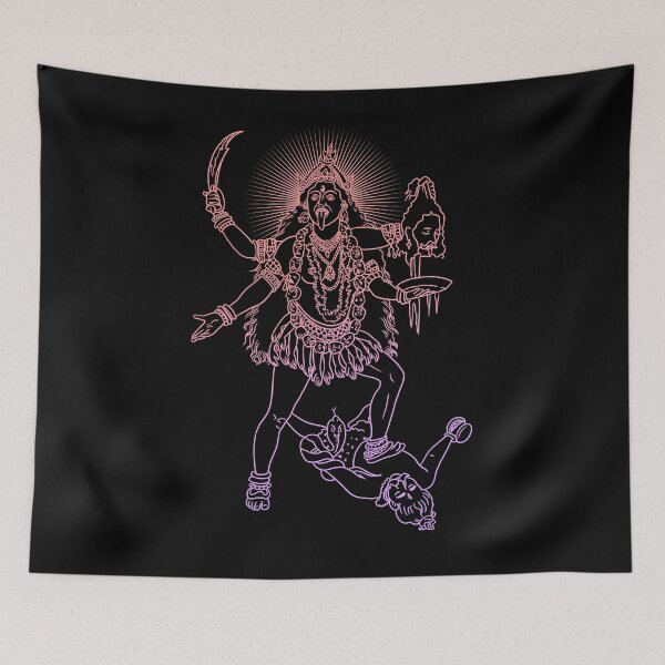 Item preview, Hindu goddess Kali line drawing vector illustration, death, asian spiritual symbol, oriental wisdom, yoga, om, aum designed and sold by Mariuki Flow.