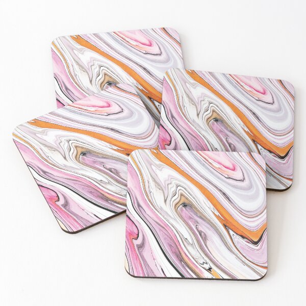 Item preview, Marble Swirls of Pink, Orange, Black and White Abstract Pattern designed and sold by Alicia Chee.