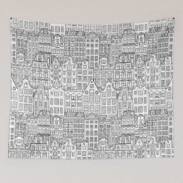 Item preview, Amsterdam Houses repeat pattern designed and sold by Quick Brown Fox Canada.