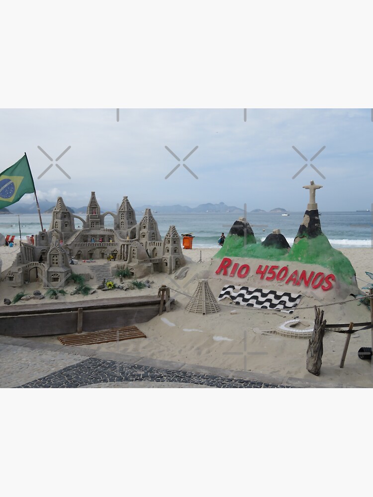 Thumbnail 3 of 3, Sticker, Rio Brazil, Ipanema Beach, Copacabana Beach, Sand Sculpture, 450th Rio Anniversary designed and sold by StrongJourneys.