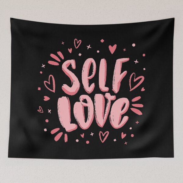 Item preview, Self Love with Hearts on Black designed and sold by ReesDesigns.