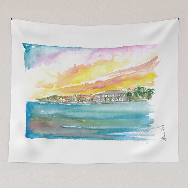 Item preview, Gustavia St Barts Waterfront at Sunset in the Caribbean designed and sold by artshop77.