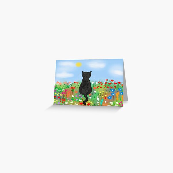 Cat in the meadow Greeting Card