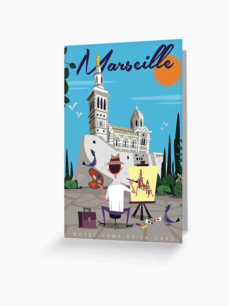 Marseille Notre Dame de la Garde poster Postcard for Sale by Gary Godel