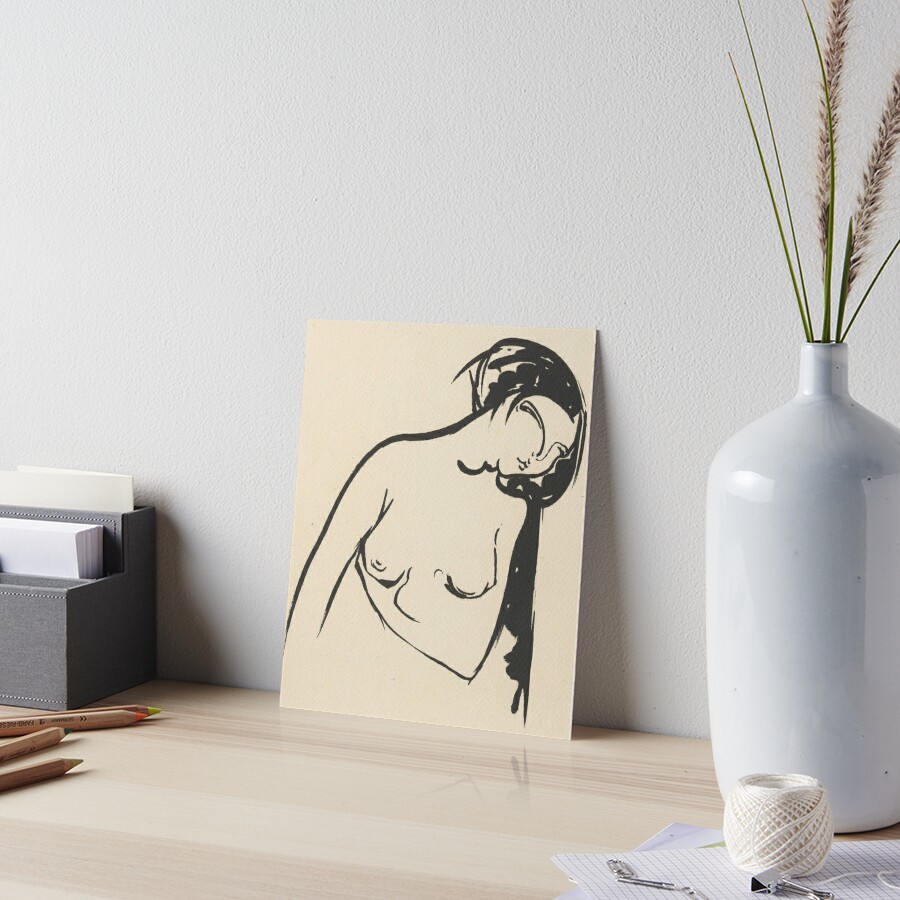 Naked woman touching her breast, by Henri Jonas. Art Board Print for Sale  by Historical Paintings