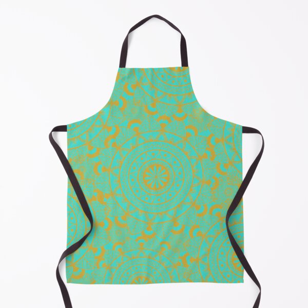 Item preview, Gold and turquoise geometric mandala pattern designed and sold by Shir-designs.