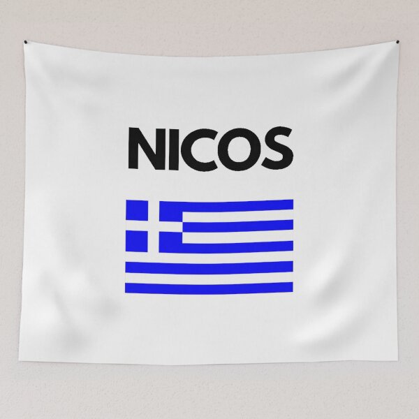 Item preview, Nicos Greek Name with Greek Flag Design designed and sold by TheGreekGuy.