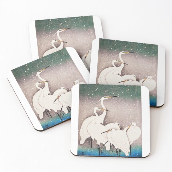 Item preview, Antique Print Egret Group in the Night designed and sold by artistoutfitter.