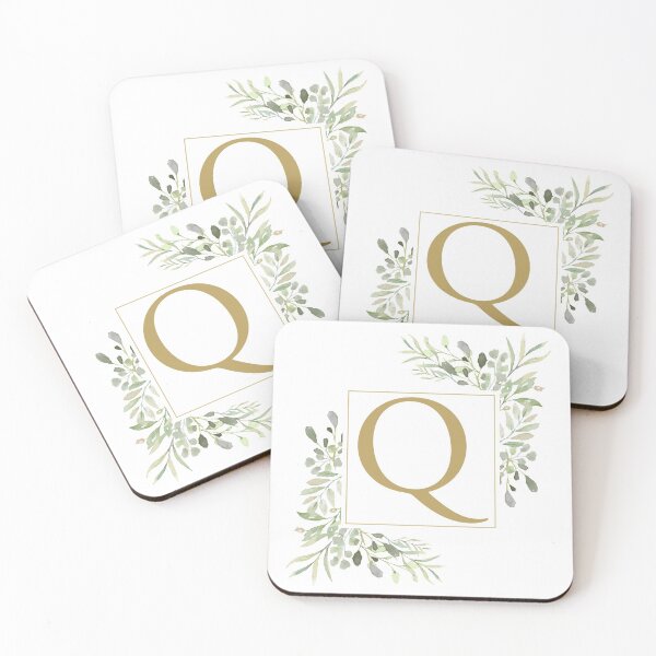 Item preview, Gold Letter Q Monogram Watercolor Greenery designed and sold by theimagezone.