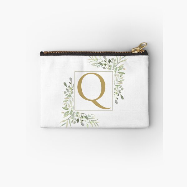 Item preview, Gold Letter Q Monogram Watercolor Greenery designed and sold by theimagezone.