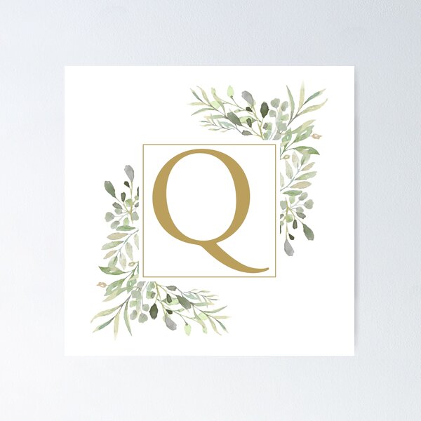 Item preview, Gold Letter Q Monogram Watercolor Greenery designed and sold by theimagezone.