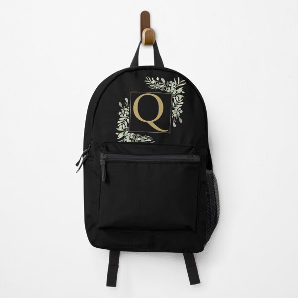 Item preview, Gold Letter Q Monogram Watercolor Greenery Black designed and sold by theimagezone.