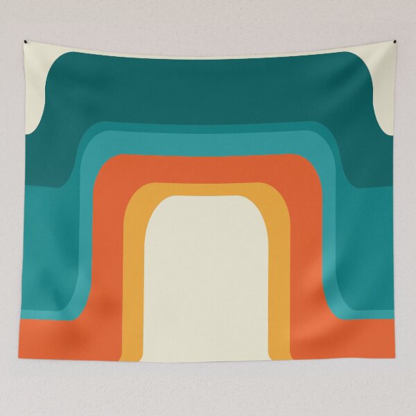 Item preview, Mid-Century Modern Rainbow Teal Yellow Orange designed and sold by MonstersMashU.