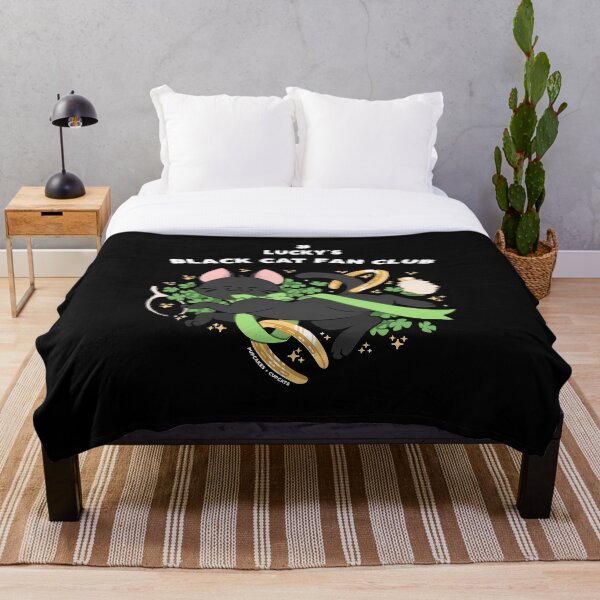 Lucky' s Black Cat Fan Club Throw Blanket